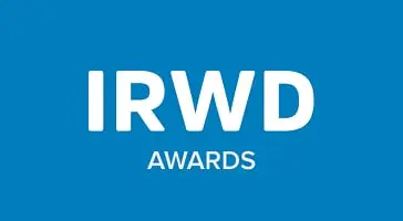 IRWD Awards logo on a blue background