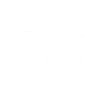 Logo for Benny and Marys with white serif text on a green background, including the tagline 'Little Together'.