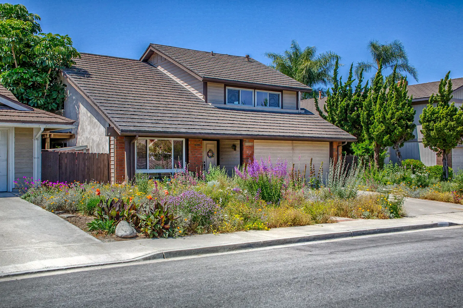 native garden in front of a residential home